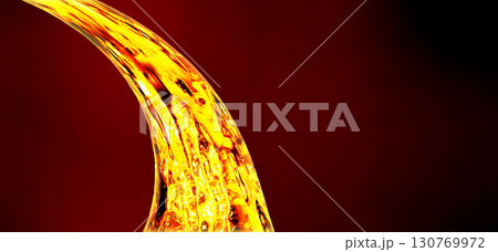 Golden liquid on dark background. Fuel concept. For  projects hot metal, gold, gasoline, diesel, oil, petroleum products 130769972
