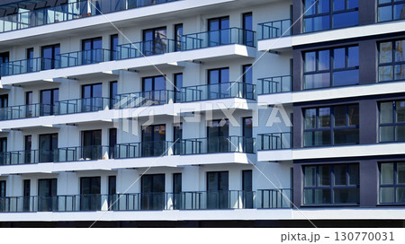 Modern elements in contemporary architecture. Architectural details of a modern apartment building. Modern elements in contemporary architecture. Architectural details of a modern apartment building. 130770031