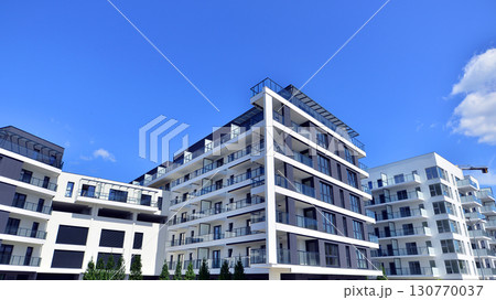 Modern elements in contemporary architecture. Architectural details of a modern apartment building. Modern elements in contemporary architecture. Architectural details of a modern apartment building. 130770037