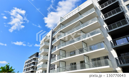 Modern elements in contemporary architecture. Architectural details of a modern apartment building. Modern elements in contemporary architecture. Architectural details of a modern apartment building. 130770043