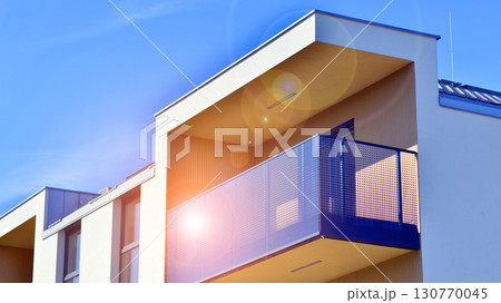 Modern elements in contemporary  architecture. Architectural details of a modern apartment building. 130770045