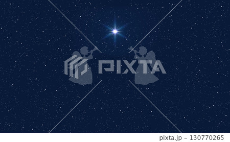 Christmas star, starry sky and angels, Nativity of Jesus Christ. 130770265