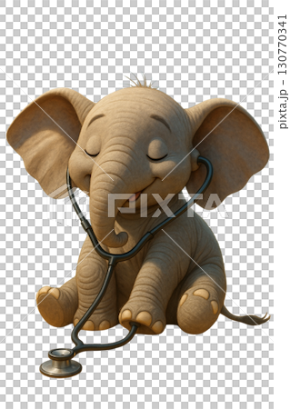 聴診器で音を聞くゾウ 130770341