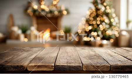 Rustic Wooden Board Mockup for Christmas Celebration Decor 130770465