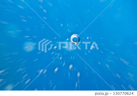 Water close up. Movement of water with oxygen bubbles. Blue beautiful underwater background 130770624