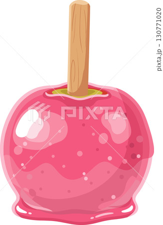 縁日の定番スイーツリンゴ飴透過ベクターアイコンイラスト 130771020