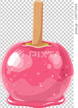 縁日の定番スイーツリンゴ飴透過ベクターアイコンイラスト 130771020