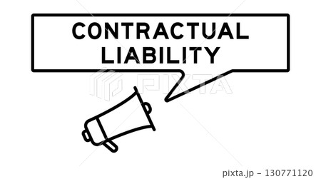 Megaphone icon with speech bubble in word contractual liability on white background 130771120