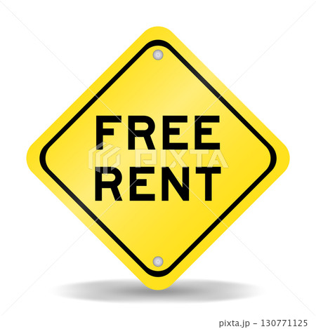 Yellow color transportation sign with word free rent on white background Yellow color transportation sign with word free rent on white background 130771125