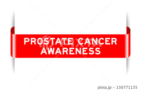 Red color inserted label banner with word prostate cancer awareness on white background Red color inserted label banner with word prostate cancer awareness on white background 130771135