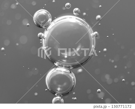 Air bubbles in water. Black and white 130771172