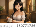 黒髪の女性 ティータイム 萌え絵 イラスト.jpg 130771786