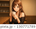カフェでリラックスする女性 130771789