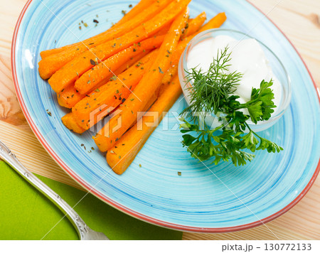 Carrot sticks with sour cream Carrot sticks with sour cream 130772133