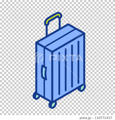 青いスーツケースのアイソメトリックイラスト。旅行用のキャリーバッグ。 130772437