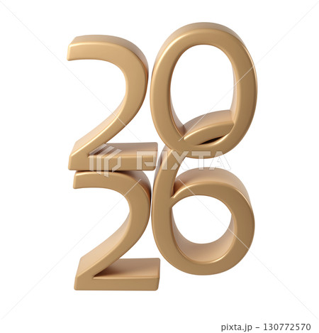 2026 3D numbers Happy New Year. christmas celebration gold transparent background design Holiday 130772570