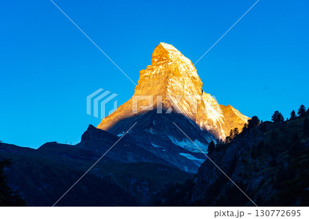 Scenic sunrise view of Matterhorn, one of the most famous and ic Scenic sunrise view of Matterhorn, one of the most famous and ic 130772695
