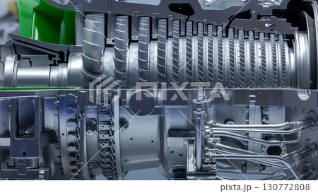 Gas turbine engine with turbine blades, Industrial gas turbine engine, Steel blades of turbine propeller industrial additive technology, Gas turbine engine with turbine blades, Industrial gas turbine engine, Steel blades of turbine propeller industrial additive technology, 130772808
