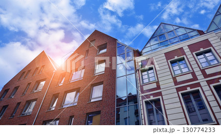 A modern tenement house in the city. 130774233