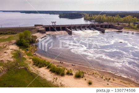 View of river and pressure water dam of Voronezh city, Russia View of river and pressure water dam of Voronezh city, Russia 130774506