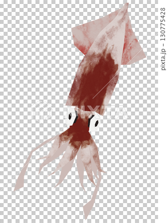 切り絵風のいか 130775428