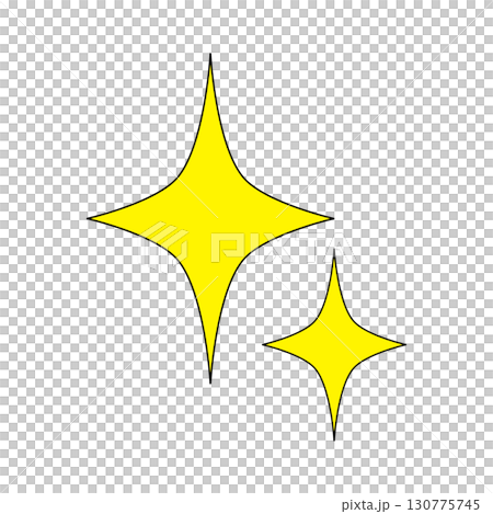 スリムな黄色のキラキラマーク 130775745