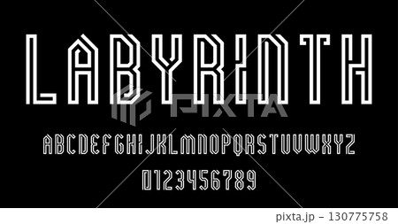 Set of alphabets font letters and numbers 130775758