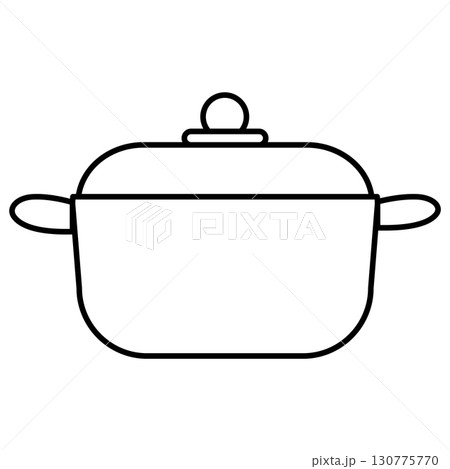 シンプルな丸いフォルムの両手鍋のイラスト 130775770
