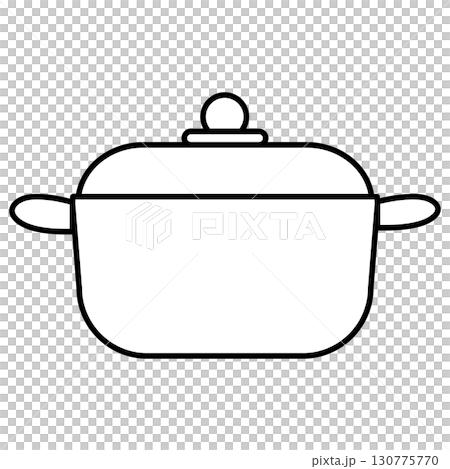 シンプルな丸いフォルムの両手鍋のイラスト 130775770