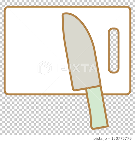 簡單切菜板和刀的插圖 130775779