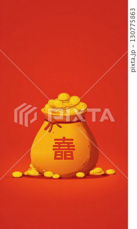 Golden money bag with Chinese character symbolizing wealth luck and prosperity Golden money bag with Chinese character symbolizing wealth luck and prosperity 130775863
