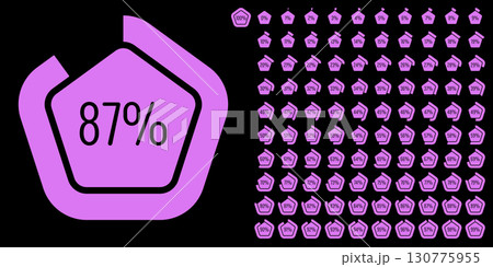 Set of pentagon percentage diagrams meters from 0 to 100 ready-to-use for web design, user interface UI or infographic - indicator with blue Set of pentagon percentage diagrams meters from 0 to 100 ready-to-use for web design, user interface UI or infographic - indicator with blue 130775955