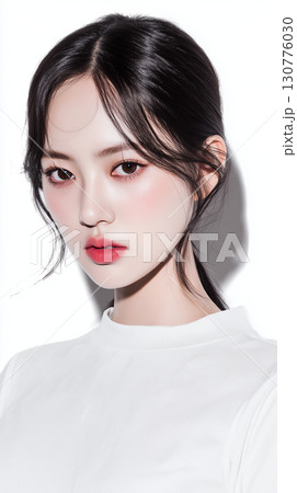 Korean woman with delicate features poses...のイラスト素材 [130776030] - PIXTA