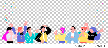 A pop and colorful illustration of happy young people 130776081
