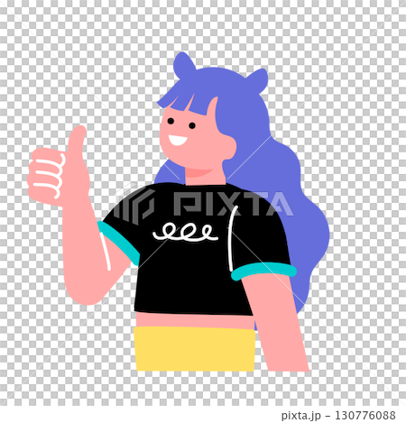 親指を立てていいねをするポップでカラフルな若者のイラスト 130776088