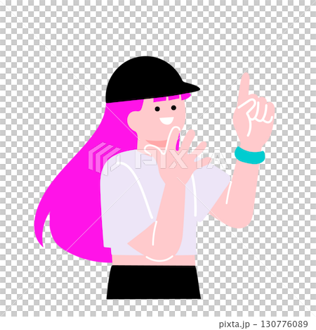 A pop and colorful illustration of a young person pointing A pop and colorful illustration of a young person pointing 130776089