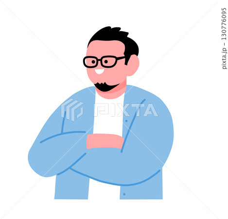 腕を組んで喜ぶポップでカラフルな若者のイラスト 130776095
