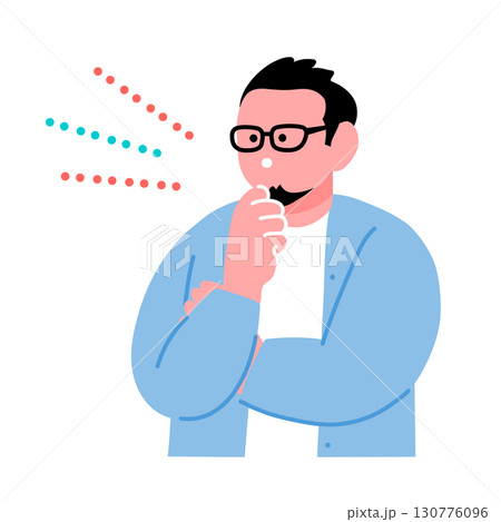 なるほどという表情のポップでカラフルな若者のイラスト 130776096