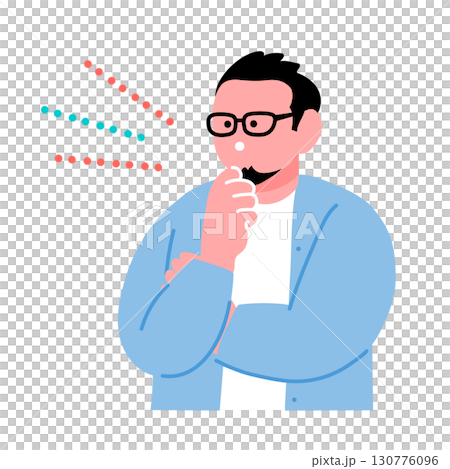 A pop and colorful illustration of a young person with an expression of understanding 130776096