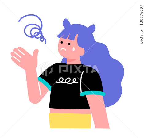 困った表情のポップでカラフルな若者のイラスト 130776097