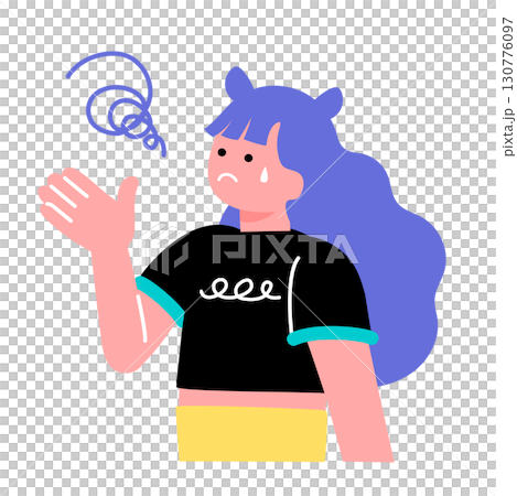 困った表情のポップでカラフルな若者のイラスト 130776097