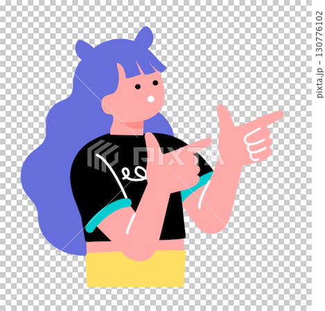 A pop and colorful illustration of a young person pointing 130776102