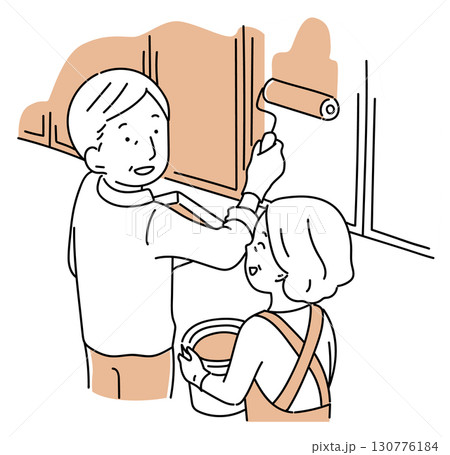 DIYを楽しむ老夫婦_単色 DIYを楽しむ老夫婦_単色 130776184