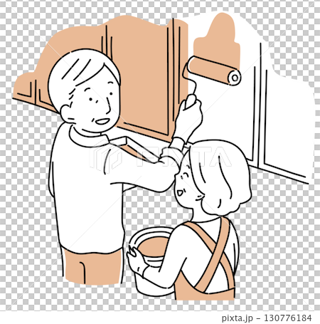 DIYを楽しむ老夫婦_単色 DIYを楽しむ老夫婦_単色 130776184