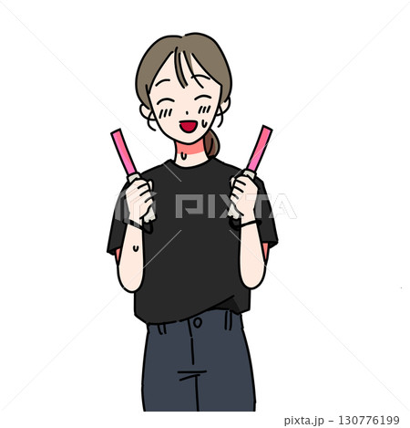 笑顔のアイドルファン(黒Tシャツ) 笑顔のアイドルファン(黒Tシャツ) 130776199