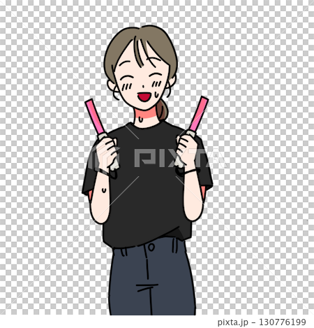 笑顔のアイドルファン(黒Tシャツ) 笑顔のアイドルファン(黒Tシャツ) 130776199