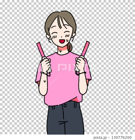 Smiling idol fan (pink T-shirt) 130776200