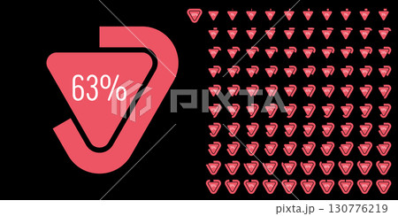 Set of triangle percentage diagrams meters from 0 to 100 ready-to-use for web design, user interface UI or infographic - indicator with red Set of triangle percentage diagrams meters from 0 to 100 ready-to-use for web design, user interface UI or infographic - indicator with red 130776219