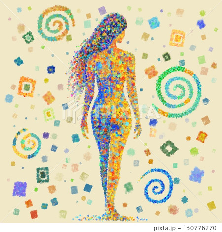 スクエアで表現した女性の後ろ姿アート 130776270