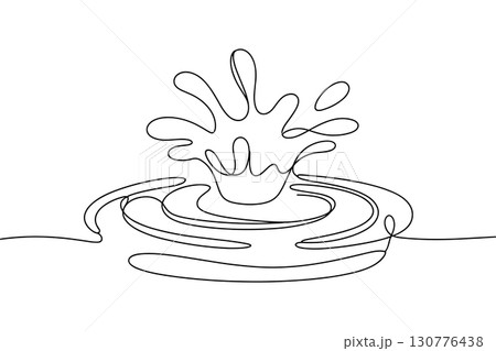 Water Splash in Continuous Line Drawing Style liquid. 130776438